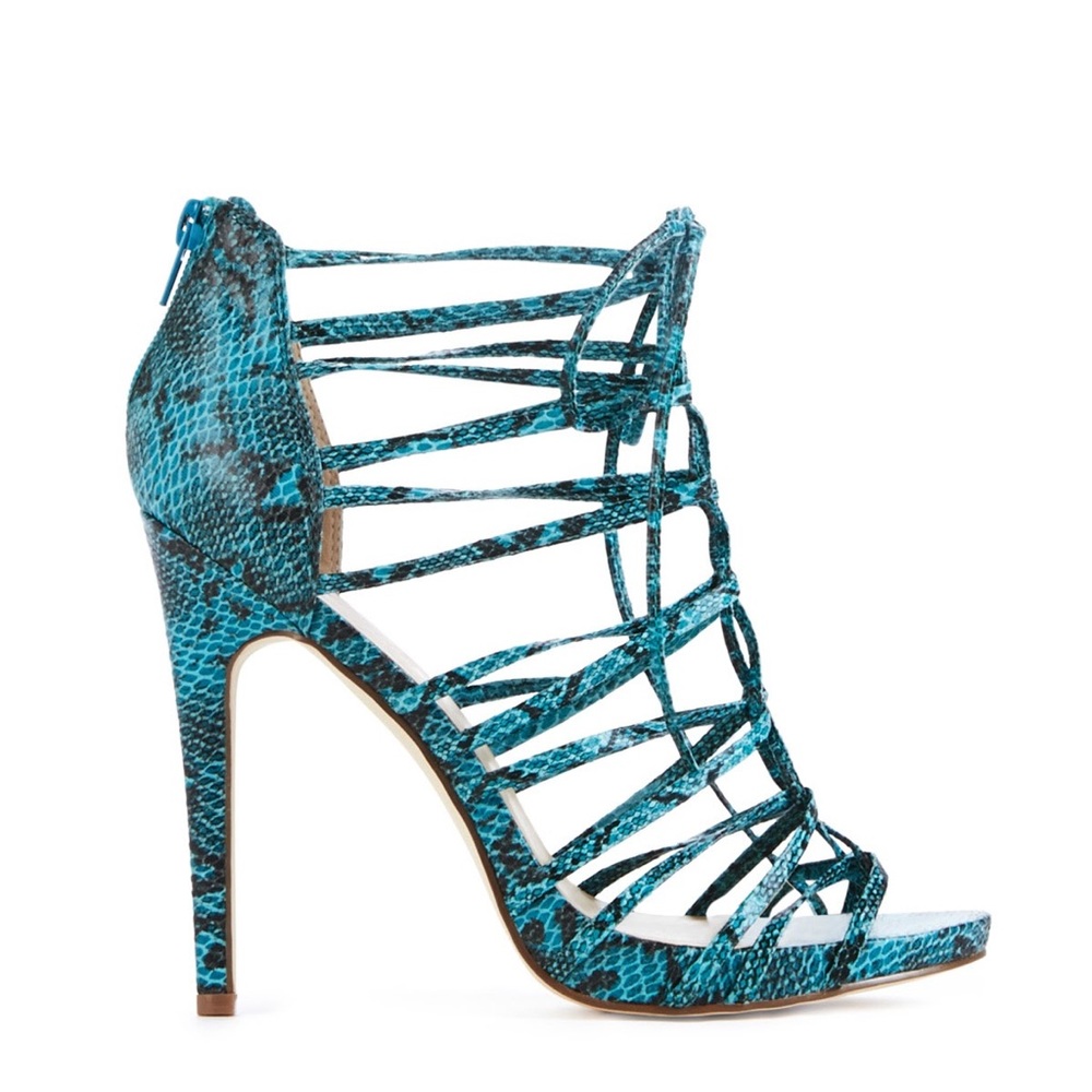 Nib Justfab Turquoise Snake Print Strappy Sandals - image 2